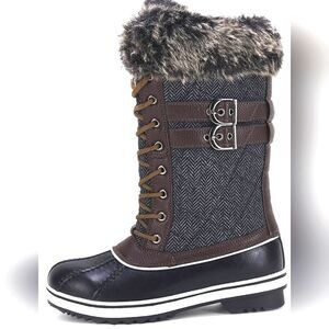 (R-4288) Womens Duck Snow Boots Fuzzy Fur Warm Waterproof Size 5